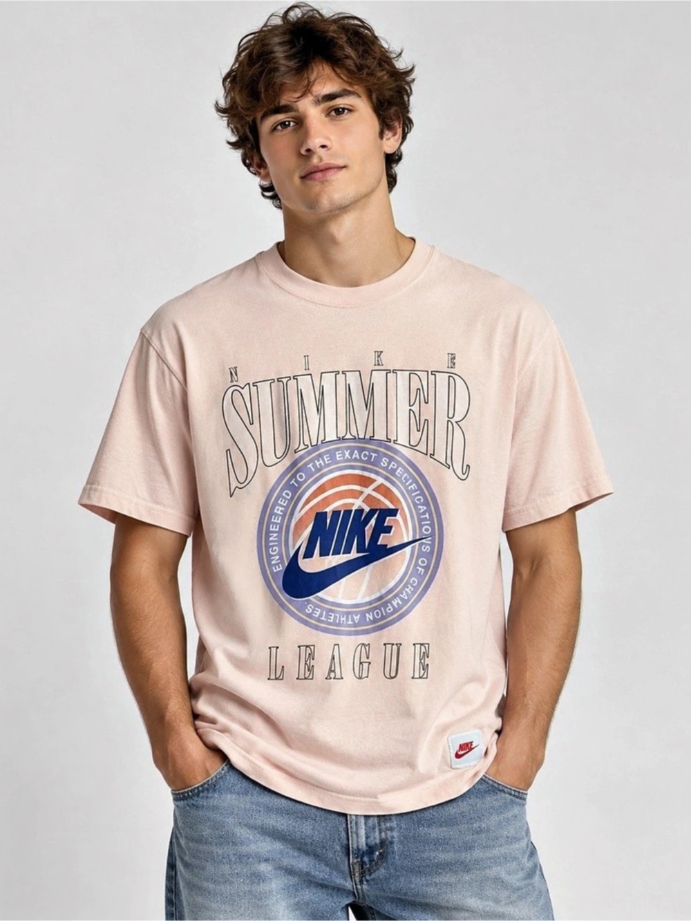 Nike Max90 Summer League Basketball Graphic T-Shirt Pink XL